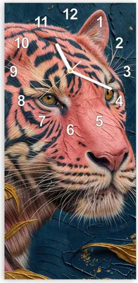 Produktbild von Wanduhr aus Glas mit Motiv Tiger Porträt- 30 x 60 cm - inkl. Aufhängesystem