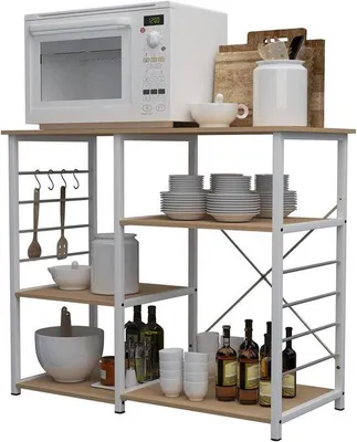 Produktbild von Kompaktes Küchenregal mit 6 Ebenen aus Stahl und Holz