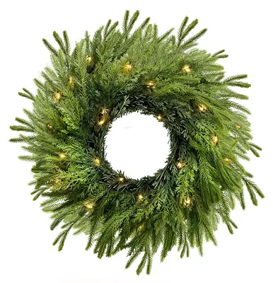 Kunst-Adventskranz 40 cm mit LED-Beleuchtung, Timer, Tannenzweige