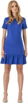 Produktbild von Damen Kleid Klassisch Elegant mit Rüschen; Blau/M/38
