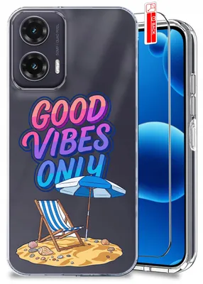 Produktbild von Hülle für Motorola G35 5G – Sommermotive, farbenfrohe, transparente Hülle + Displayschutzglas
