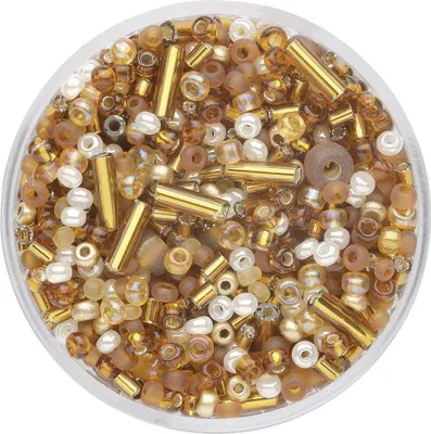 Produktbild von Glorex Rocailles Perlen Mix 17 g hellbraun