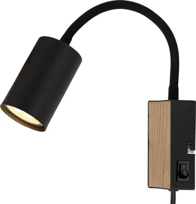 Produktbild von Spotlampe, Holzoptik, MDF, skandinavisch, schwarz, H 42,5cm