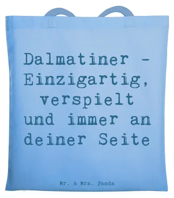 Produktbild von Mr. & Mrs. Panda Einkaufstasche Spruch Dalmatiner Freund - Sky Blue - Geschenk, Tote Bag, Hunderassen Beschreibung, Energie, Hundeliebhaber, Hundefreund, Eigenschaften
