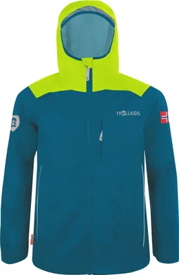 Produktbild von Trollkids Kinder Bergen Regenjacke petrol/lime 116