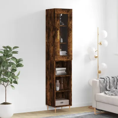 Zdjęcie produktu dla vidaXL Highboard dąb wędzony 34,5x34x180 cm materiał drewnopochodny