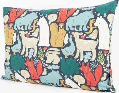 Produktbild von Kissenhülle Waldtiere Scandi blau rot beige div. Größen SCHÖNER LEBEN Größe 60x80cm (HxB) 60x80cm (HxB) Größe