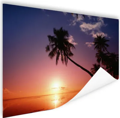 Produktbild von MuchoWow® Poster Silhouette von Palmen bei Sonnenuntergang 180x120 cm - Fotoplakat