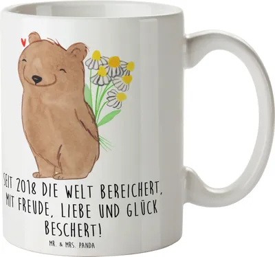 Produktbild von Mr. & Mrs. Panda Kaffeebecher 2018 Geburtstag - Weiß - Geschenk, Kaffeetasse, individuell, Spruch, Jubiläum, Geburtstagsgeschenk, Alter, herzerwärmend, Tasse, Becher