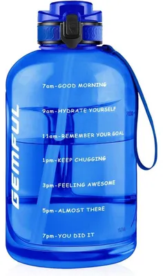 Immagine prodotto di Bottiglia motivazionale 3L con cannuccia e indicatore del tempo, colore blu reale