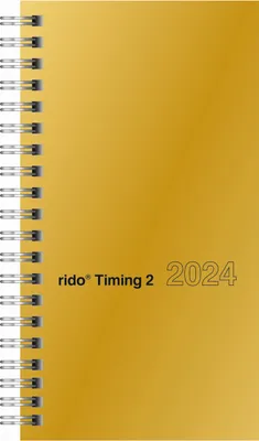 Produktbild von rido/idé 7014121914 Wochenkalender Taschenkalender 2024 Modell Timing 2 2 Seiten = 1 Woche Blattgröße 9,3 x 17,2 cm Glanzkarton-Einband goldfarben