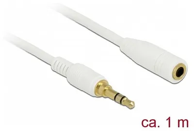 Immagine prodotto di Delock Klinkenverlängerungskabel 3,5 mm 3 Pin Stecker zu Buchse 1 m weiß