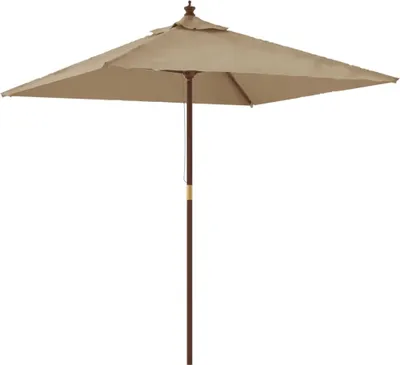 Zdjęcie produktu dla vidaXL Parasol z drewnianym drążkiem Taupe 198x198x231 cm