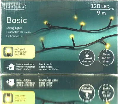 Produktbild von Lumineo LED Lichterkette Basic schwarz 9 Meter 120 Lichter - softgold