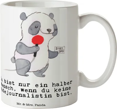 Produktbild von Mr. & Mrs. Panda Kaffeetasse Modejournalistin Herz - Weiß - Geschenk, Pott, Lustig, Ausbildung, bedruckt, Tasse, Studium, Spruch, cappuccinotasse, schöne, Redakteurin