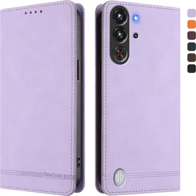 Obrázek produktu pro Pouzdro pro ZTE nubia RedMagic 10 Pro, retroPolyuretankožené flip pouzdro s stojánkem a přihrádkami na karty Fialový