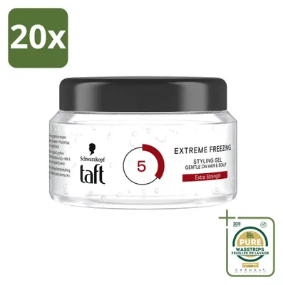 Productafbeelding van 20 x Taft Extreme Freezing Styling Gel - IJskoude controle - 200 ml - Voordeelverpakking - 20 stuks