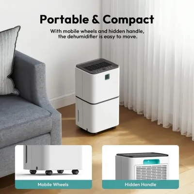 Image de Déshumidificateur 12 L - Réservoir d'eau 2 L - Minuterie 24 h - 3 modes - Dégivrage automatique - Écran tactile LED - Prise UE 220 V - Bleu