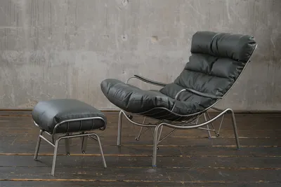 Produktbild von KAWOLA Relaxsessel ROWA Sessel Leder grau (B/H/T) 77x88x103 inklusive Hocker