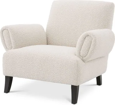 Produktbild von Casa Padrino Luxus Sessel Cremefarben / Schwarz 95 x 90 x H. 80 cm - Wohnzimmer Sessel - Luxus Wohnzimmer Möbel
