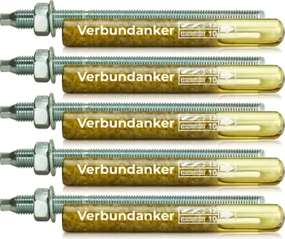 Produktbild von Isolbau Verbundanker Set - Verbundankerpatrone styrolfrei V10 + Ankerstange verzinkt M10 x 170 - ETA/ETAG Zulassung - 5 Stück