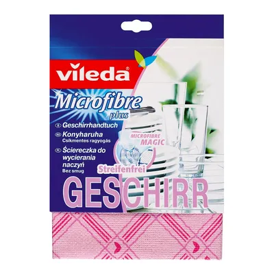 Produktbild von Vileda 11122 Geschirrtuch Microfaser, 60 x 40 cm (Farbe zufällig, 1 Stück)