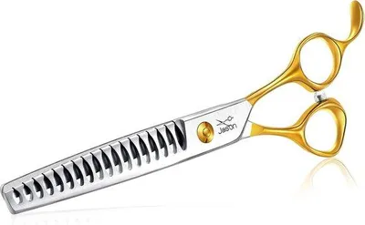 Imagen del producto de Tijeras para perros Unyqoos® de 18 cm (7,5") – 18 dientes, tijeras de corte grueso y adelgazante fabricadas en acero inoxidable japonés 440C (dureza 60–62 HRC), diseño ergonómico para perros y gatos