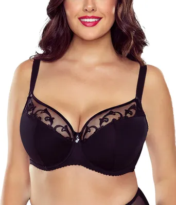 Produktbild von Vivisence 1020 Dame Bügel BH Halbversteift Voll Cups Große Brüste, Schwarz,80D