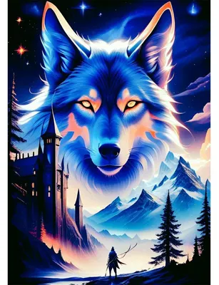Image de Kit de peinture diamant "Loup", 5D, mosaïque, pour adultes et débutants, dimensions 30x40 cm