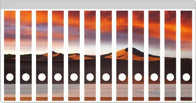 Produktbild von Wallario Ordnerrücken Sticker, selbstklebend für schmale Ordner, 12 Stück, Motiv Sahara Wüste II - Sanddünen im Sonnenuntergang
