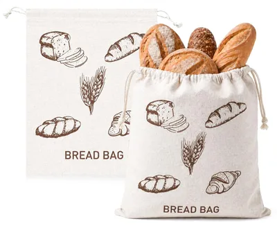 Produktbild von Brotbeutel aus Leinen - 2 Stück atmungsaktiver Brotsack zur Brotaufbewahrung - wiederverwendbar und nachhaltig