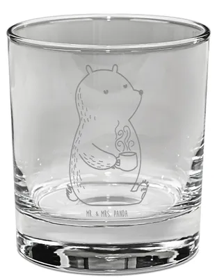 Produktbild von Mr. & Mrs. Panda Bourbon Glas Bär Kaffee - Transparent - Geschenk, Morgenroutine, Spirituosenglas, Whisky Tumbler, Coffee, Whiskyglas, Guten Morgen, Gravur, Scotch, Teddy