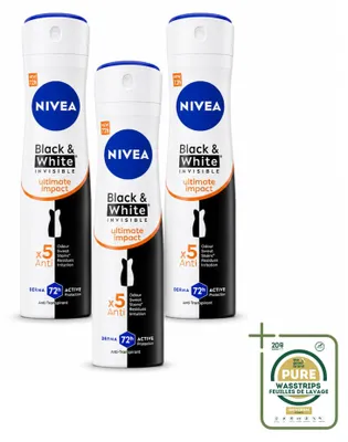 Obrázek produktu pro 3 kusy antiperspirantu ve spreji NIVEA Black & White Ultimate Impact - 150 ml - balení