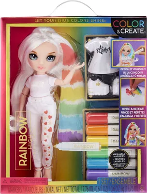 Obrázek produktu pro Rainbow High Color & Create Fashion Doll- Character 1 (blue eyes), Módní panenka, Ženy, 6 rok/roky, Dívka, 500 g, Vícebarevný