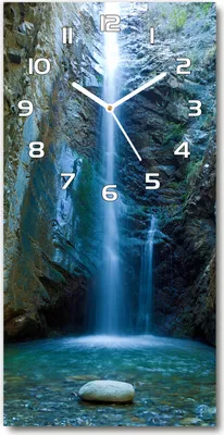 Produktbild von Wanduhr aus Glas – 30x60 cm - Glasbild - Glasuhr - Gehärtetes Glas -Wasserfall