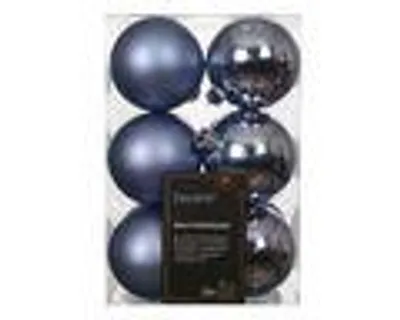 Produktbild von Weihnachtskugeln Kunststoff 6cm 12 Stück - Dämmerungsblau