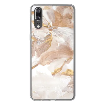 Produktbild von MuchoWow® Handyhülle Schutzhülle Hülle für Huawei P20 Wasserfarbe - Gold - Braun Silikon Softcase Handy Hülle - Hardcover