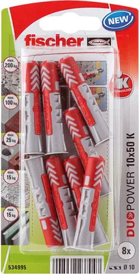 Zdjęcie produktu dla Uniwersalny Kołek F10X50Mm 8 Sztuk Fischer Duopower K Nv