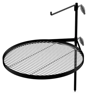 Produktbild von Verstellbarer Schwenkgrill für Lagerfeuer, Campinggrill mit Edelstahl-Grillrost, 2 Verstellbaren Griffen, Hakenhalter, Holzkohlegrill für Outdoor-Camping