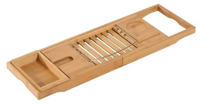 Produktbild von Badregal für Badewanne - Bambus | Farbe: Natur | Abmessungen: 70-105x5x21,8 cm