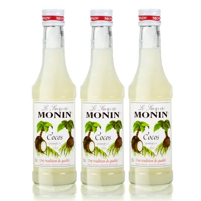 Produktbild von 3x Monin Cocos Sirup, 250 ml Flasche