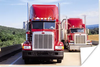 Produktbild von MuchoWow® Poster Rote Lastwagen auf der Autobahn 90x60 cm - Schlafzimmer
