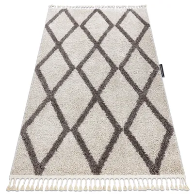 Imagen del producto de Alfombra BERBER TROIK crema Franjas Bereber Marroquí Shaggy beige 80x150 cm