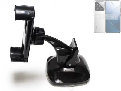 Produktbild von K-S-Trade kompakte Handy-Halterung Windschutzscheibe kompatibel mit Xiaomi 14 Pro Armaturenbrett schwarz Autohalterung KFZ Halter Scheiben-Halterung