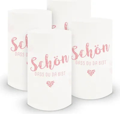 Produktbild von itenga 6x Windlicht Schön dass du da bist rosa 10cm