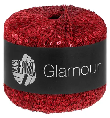 Produktbild von Lana Grossa GLAMOUR 25 g Beilaufgarn mit Pailletten für funkelnde Akzente 115 m Farbe 020 - Dunkelrot
