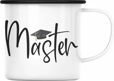 Produktbild von Trendation - Master Abschluss Geschenk Emaille Tasse Bestanden Studium Prüfung Graduation (Schwarz)