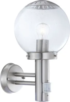 Obrázok produktu pre Vonkajšie svietidlo Globo Lighting z nerezovej ocele v lesklej striebornej farbe, číre sklo, smer svietenia: nahor, vrátane senzora, IP44, ø: 200 mm, V: 350 mm, H: 240 mm, bez 1x E27 60 W 230 V