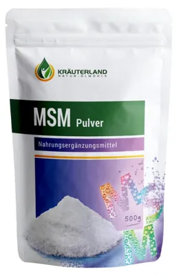 Produktbild von Kräuterland MSM Pulver 500g hochdosierte Methylsulfonylmethan ohne Zusätze