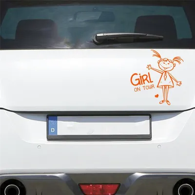 Produktbild von Auto Aufkleber MÄDCHEN an Bord on Tour Board 15x16 cm Orange Sticker Heckscheibenaufkleber